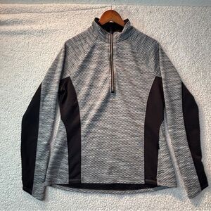 Athleta Pranayama Textured Thermal Half Zip Pullover Gray Black Women’s XL